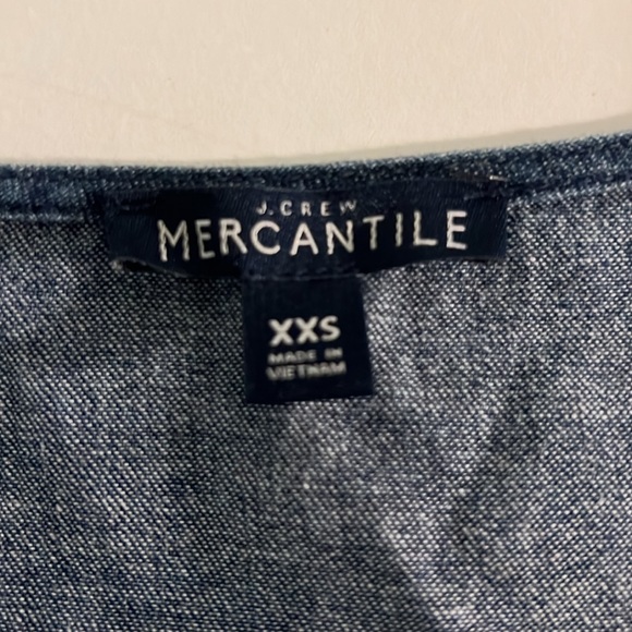 J. Crew Mercantile Denim Jean Ruffle Faux Wrap Dress Sz XXS - Picture 3 of 10